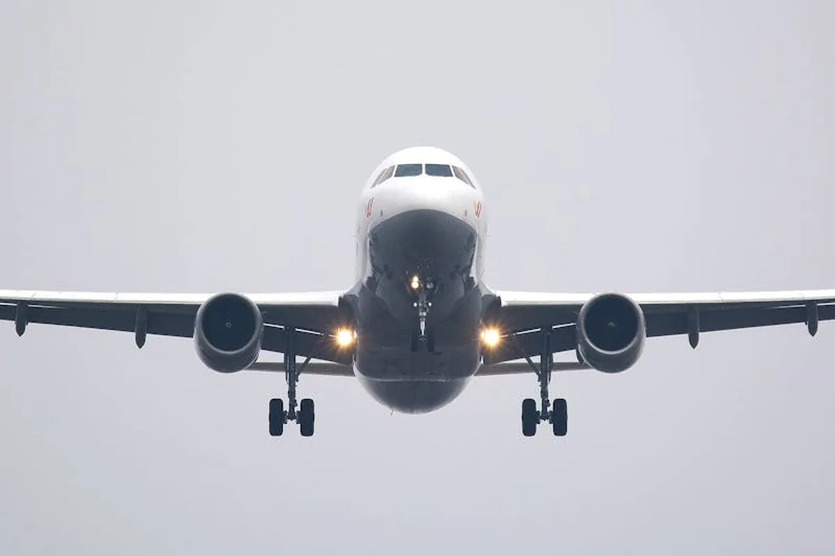 Passenger aircraft approaching a runway