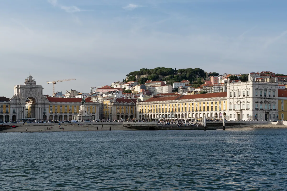 Praça do Comércio and Lisbon's waterfront seen from the Tagus River